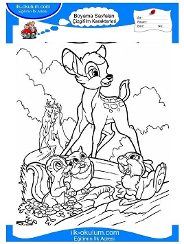 Çocuklar İçin Bambi Boyama Sayfaları 